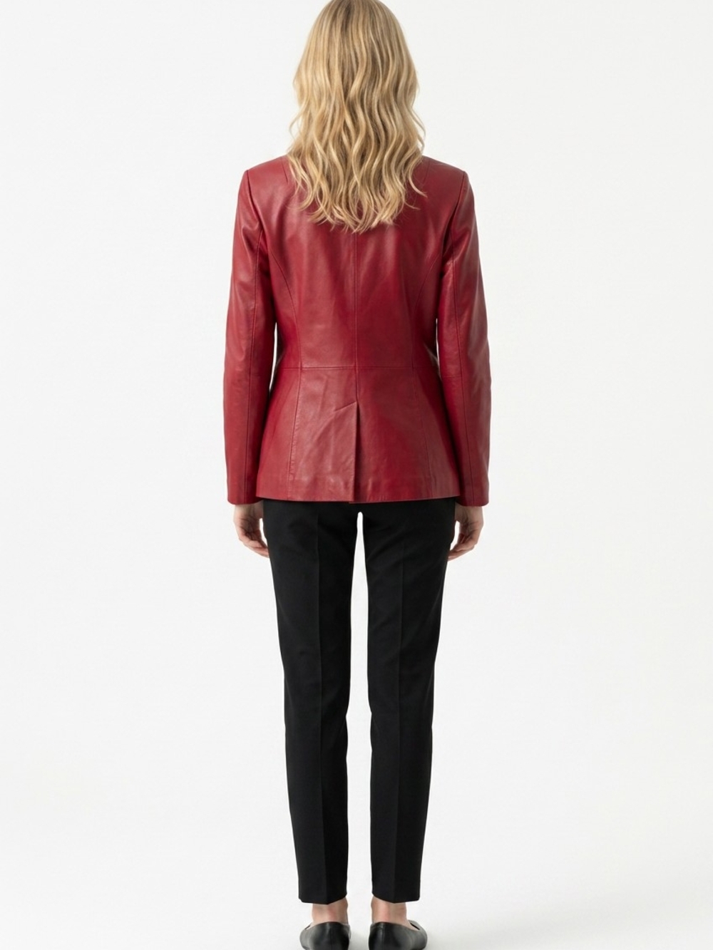 Denim&Co Red Genuine Leather Blazer Jacket Women's XLG Retro Statement - Picture 2 of 11